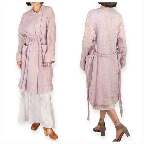 Raquel Allegra Trench Coat in Lilac Metallic, Size 2/M New with tag - Picture 1 of 16